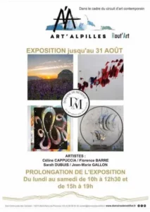 Affiche exposition avec Art Alpilles au Domaine de Métifiot été 2024