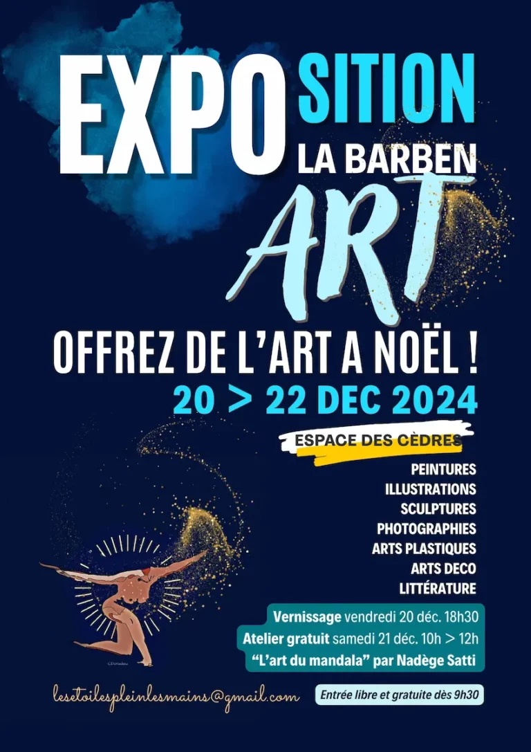 affiche exposition noël à la Barben association des étoiles plein les mains